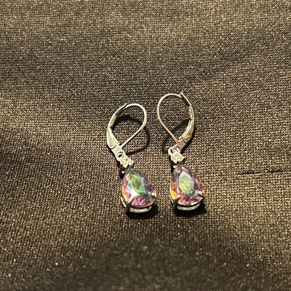 Elegant Silver and Purple Drop Earrings